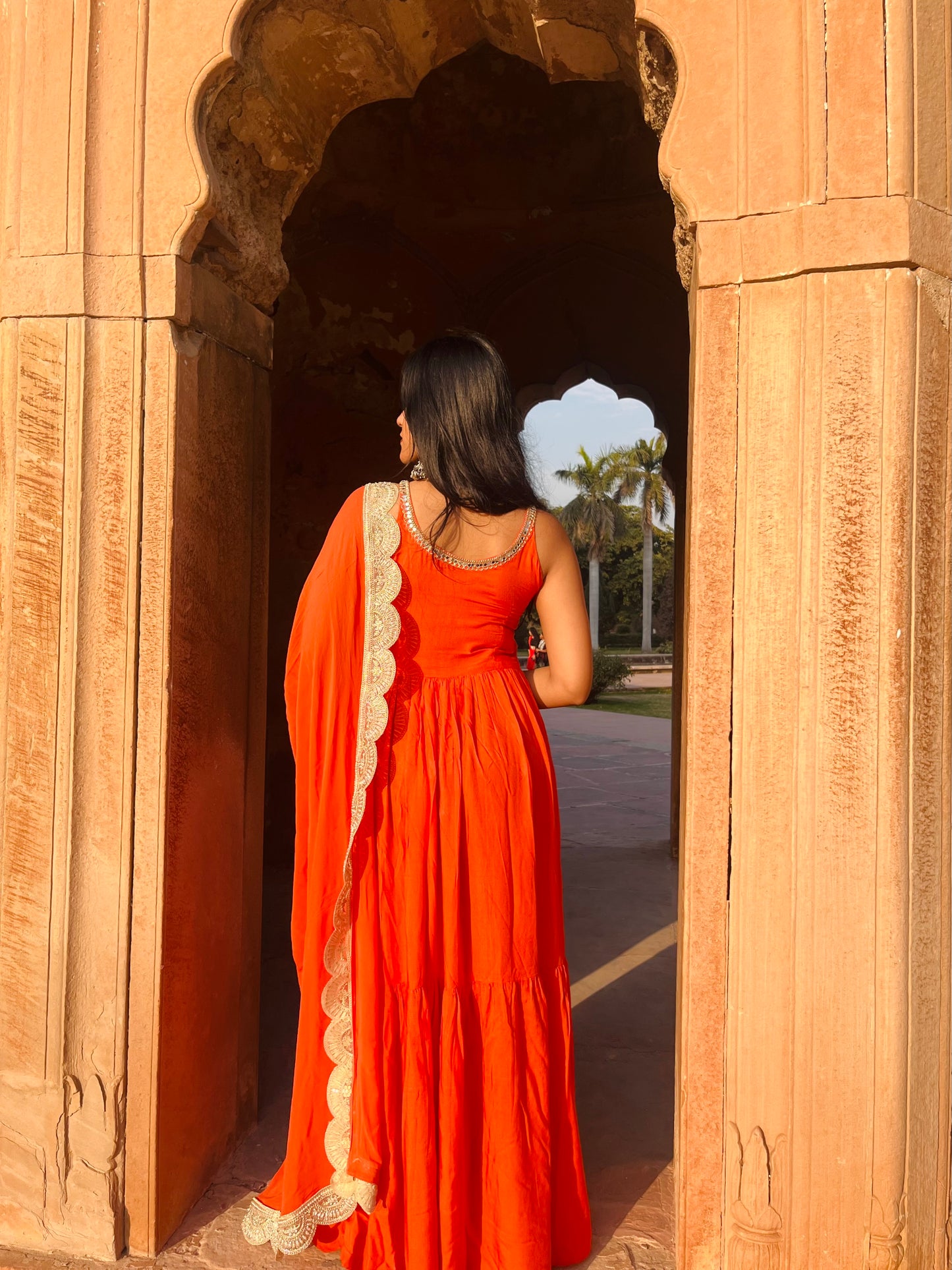 Orange Anarkali + dupatta