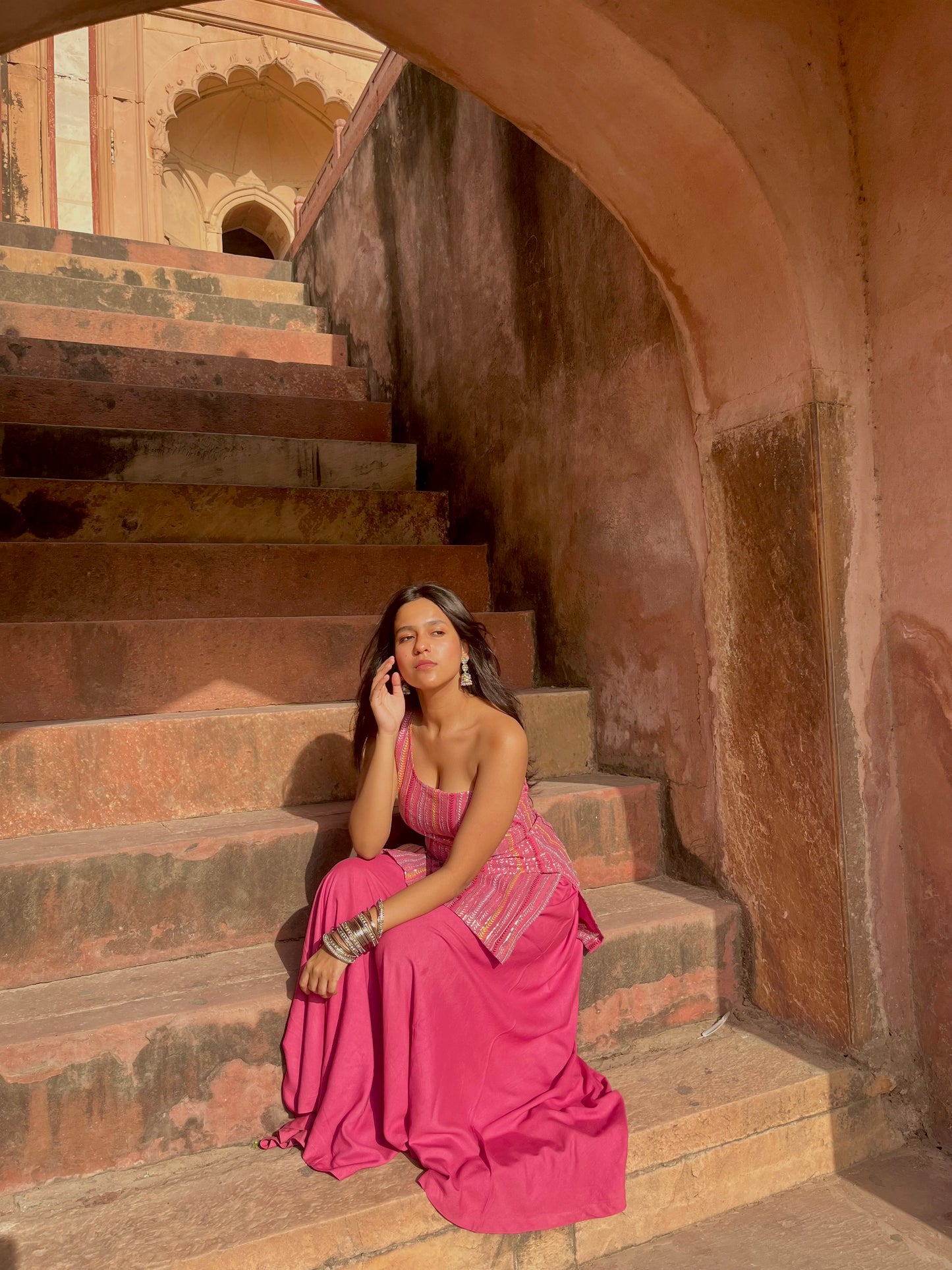 Pink one shoulder set