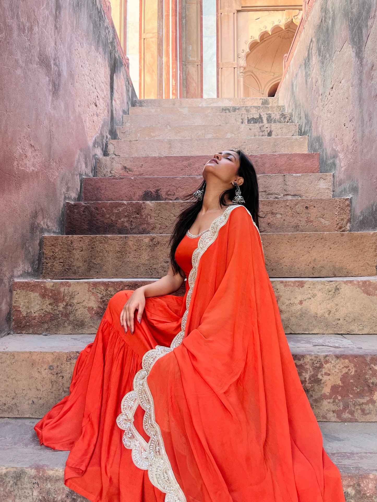 Orange Anarkali + dupatta
