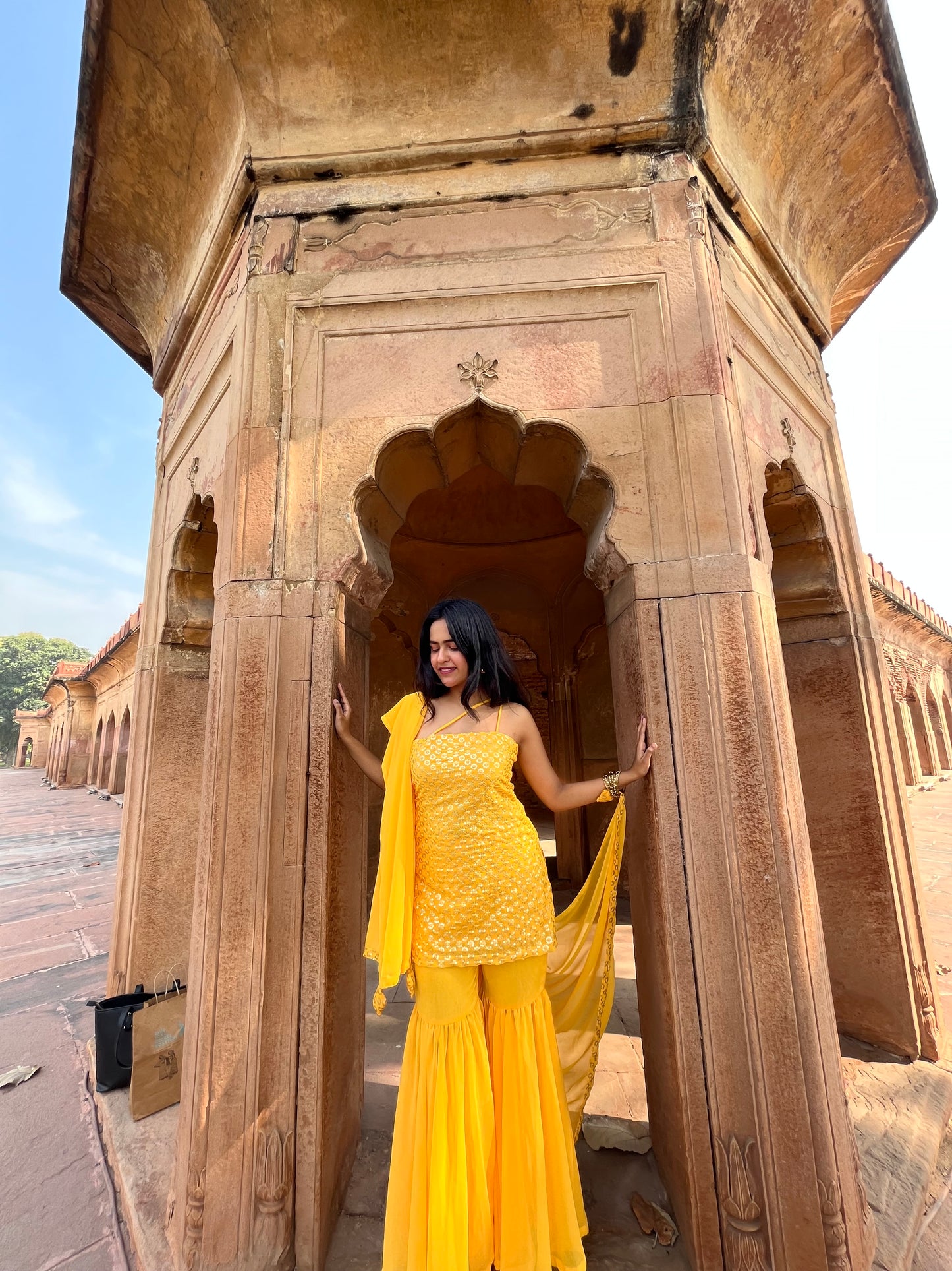 Yellow sharara set