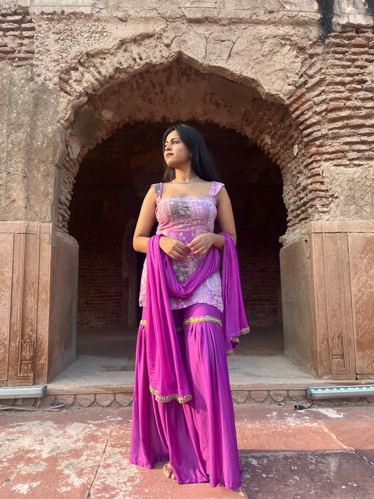 Purple sharara set