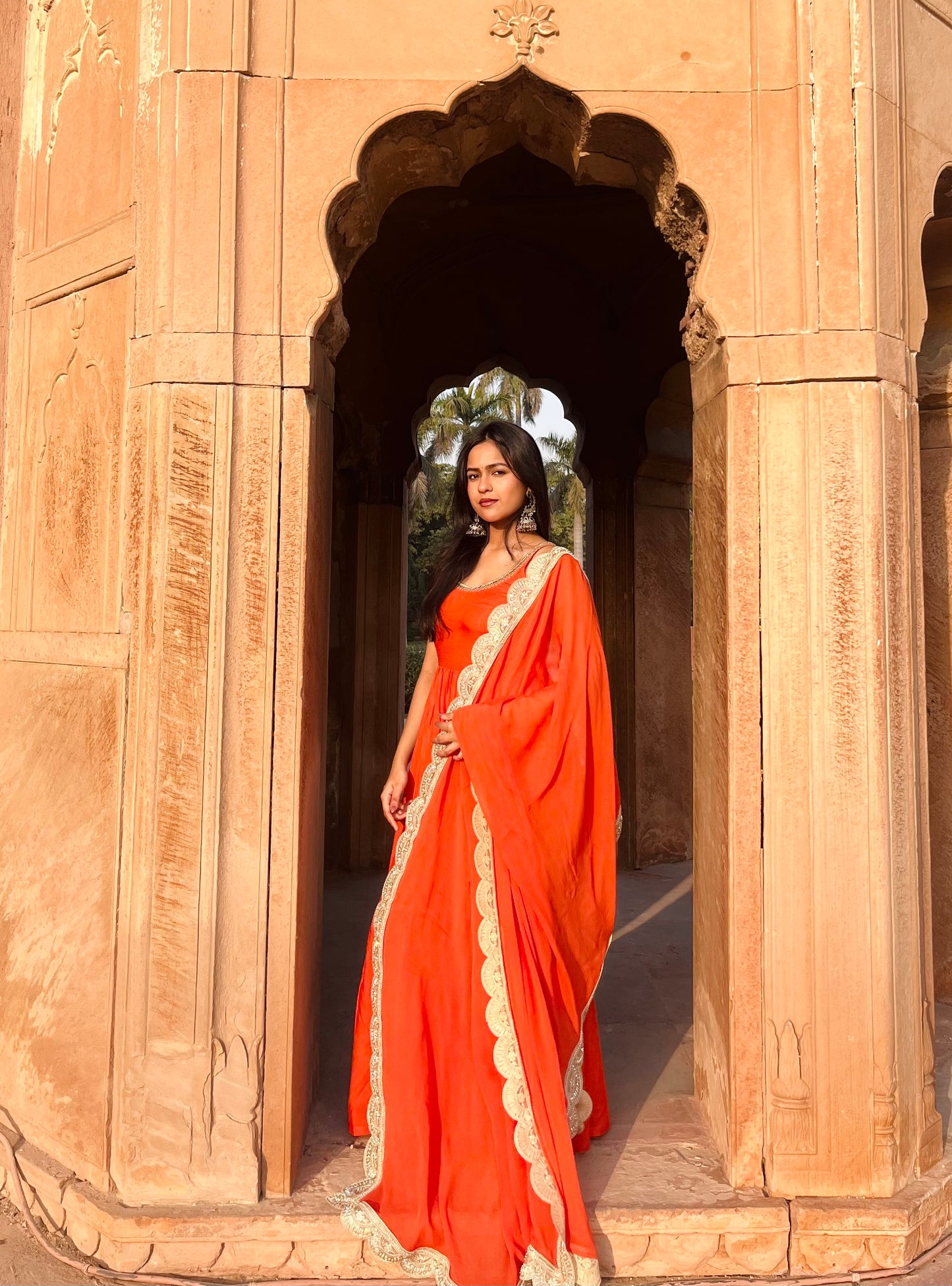 Orange Anarkali + dupatta