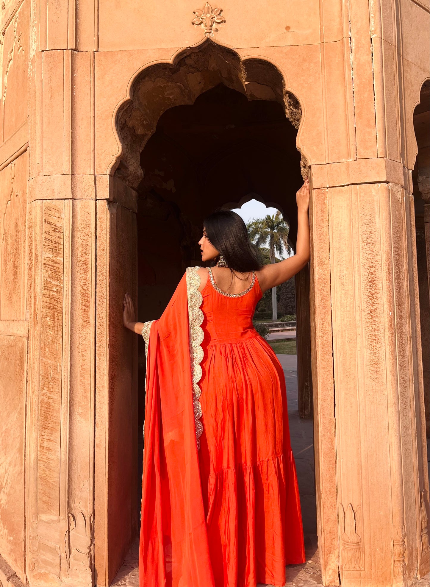 Orange Anarkali + dupatta