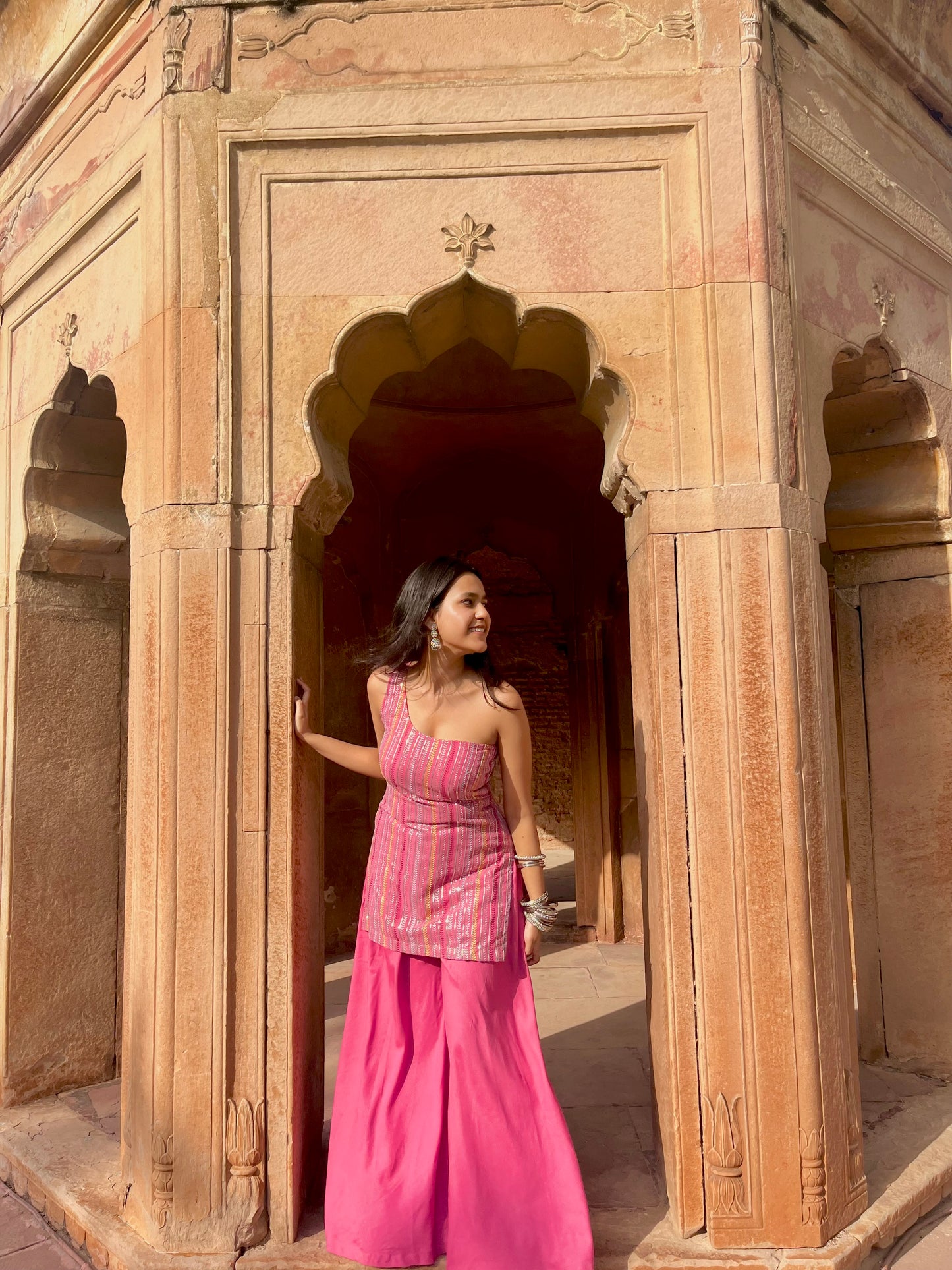 Pink one shoulder set