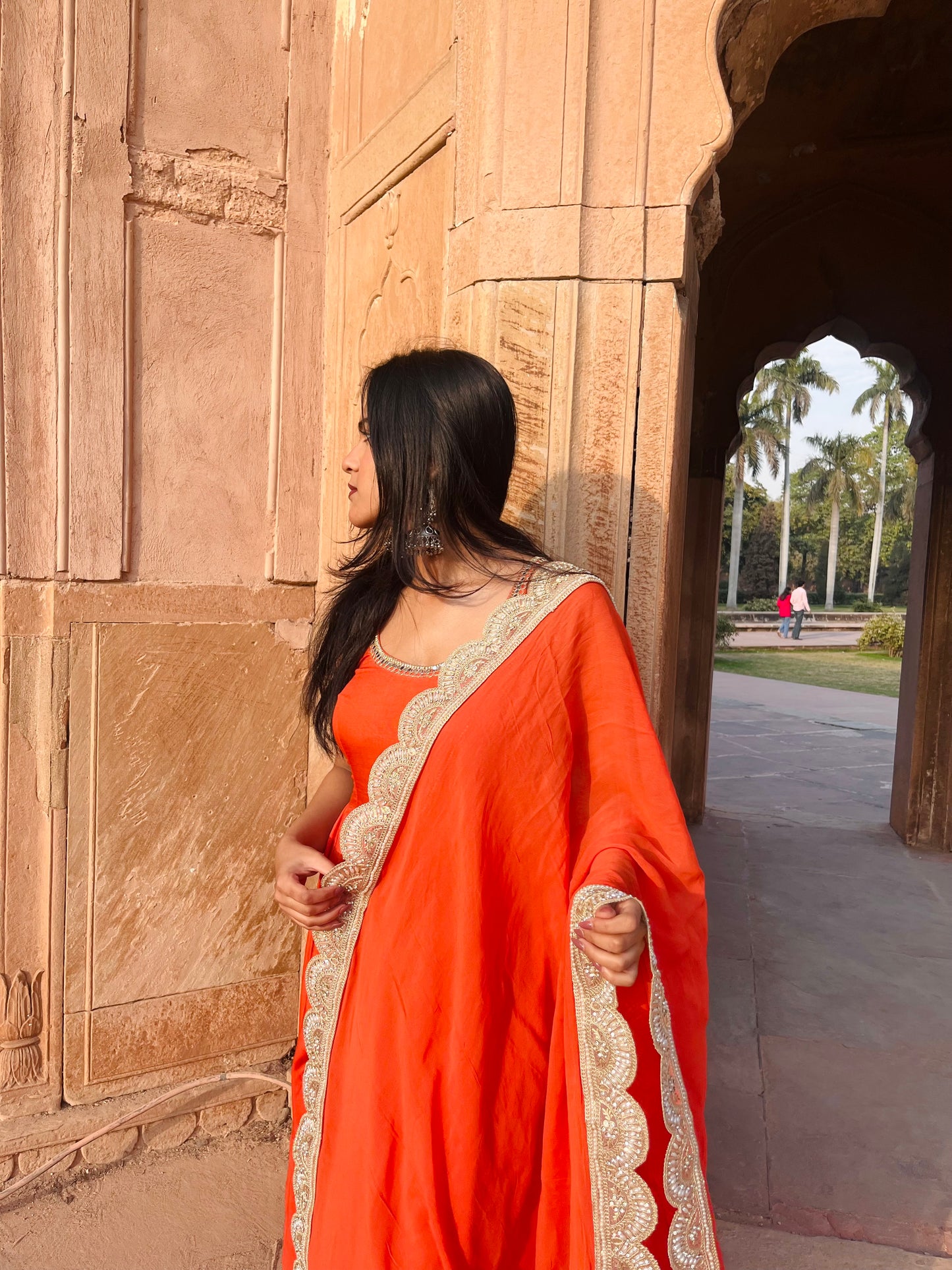 Orange Anarkali + dupatta